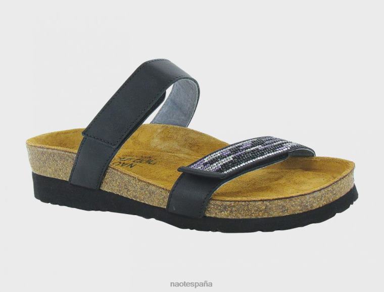 calzado NAOT mujer Indiana negro azabache lthr/negro violeta multi remaches 6N0Z161