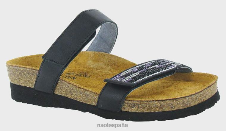 calzado NAOT mujer Indiana negro azabache lthr/negro violeta multi remaches 6N0Z161
