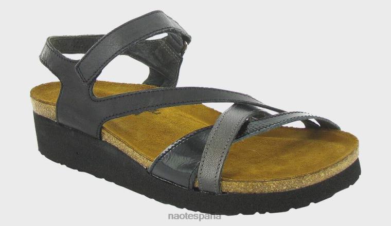 calzado NAOT mujer Sofía cepillo negro lthr/negro arrugado charol metalizado road 6N0Z416