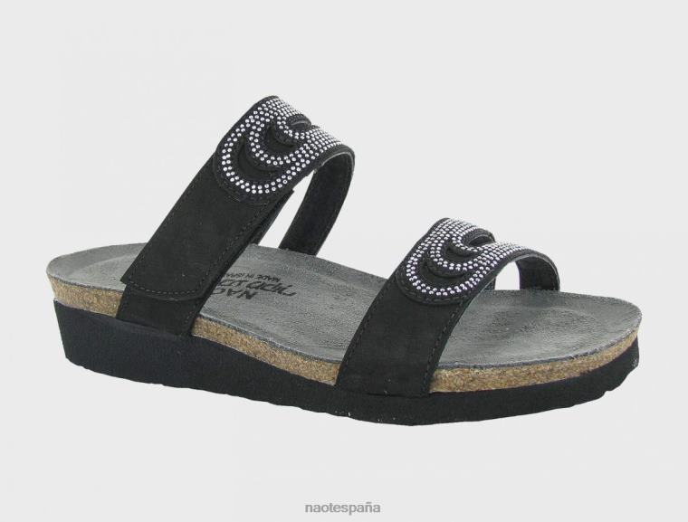 calzado NAOT mujer ainsley Nubuck de terciopelo negro negro con remaches plateados 6N0Z361