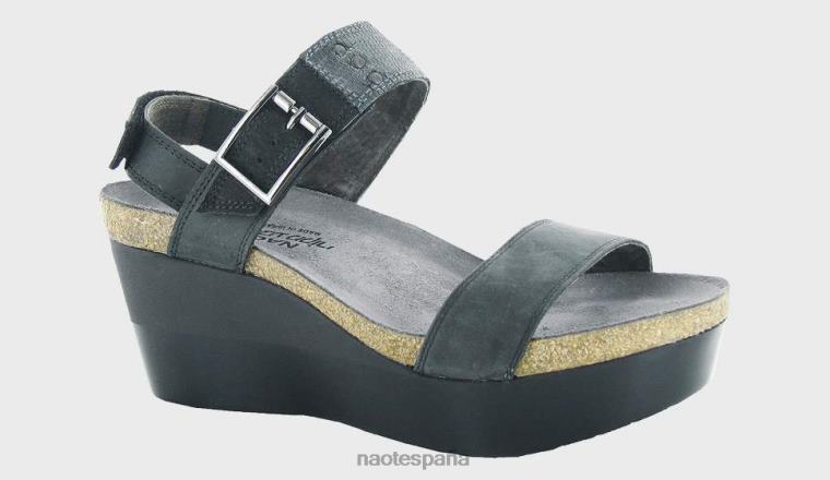 calzado NAOT mujer alfa rep. carbón aceitoso terciopelo negro gris 6N0Z482