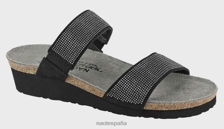calzado NAOT mujer blanca negro con remaches plateados nobuck de terciopelo negro 6N0Z376