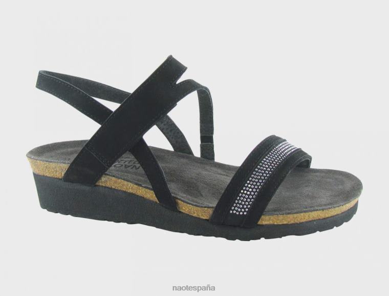 calzado NAOT mujer camerón Nubuck de terciopelo negro negro con remaches grises 6N0Z327