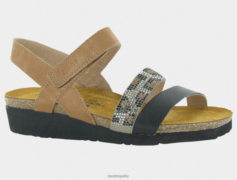 calzado NAOT mujer krista marrón latte lthr/negro suave lthr/con remaches de guepardo marrón 6N0Z156