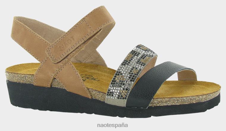 calzado NAOT mujer krista marrón latte lthr/negro suave lthr/con remaches de guepardo marrón 6N0Z156