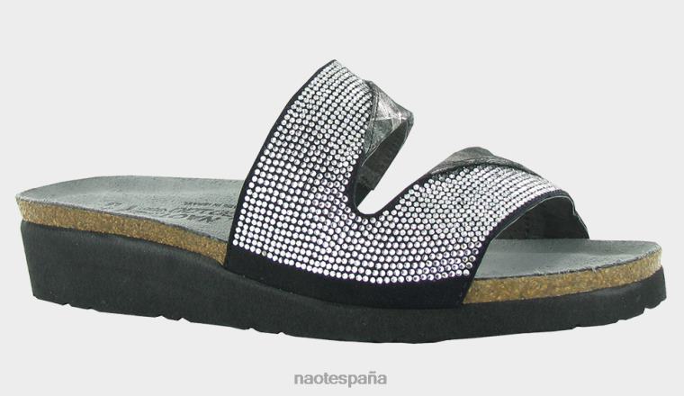 calzado NAOT mujer milá negro micro con remaches plateados ónix metálico lthr 6N0Z164