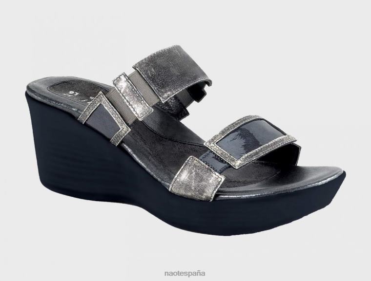 calzado NAOT mujer tesoro metal cuero charol gris 6N0Z388
