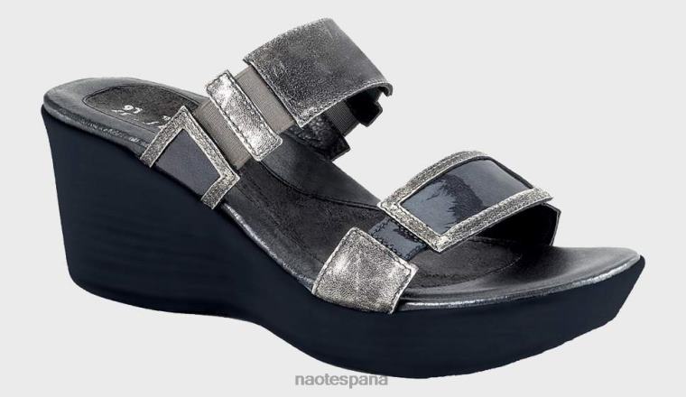 calzado NAOT mujer tesoro metal cuero charol gris 6N0Z388