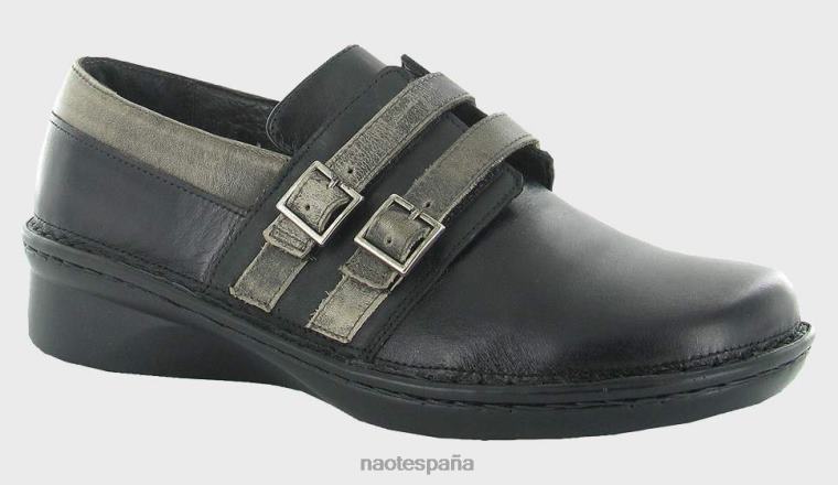 calzado NAOT mujer celesta cuero madras negro/nubuck carbón aceitoso cuero gris vintage 6N0Z496