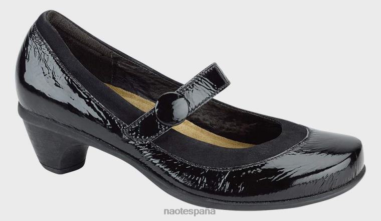 calzado NAOT mujer de moda nubuck de terciopelo negro charol arrugado negro 6N0Z614