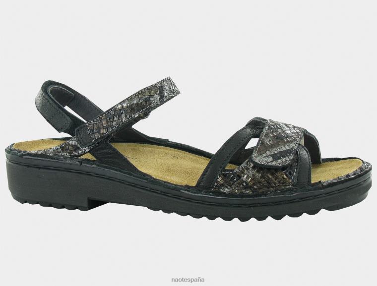 calzado NAOT mujer aeres mezcla de cuero metalizado y cuero negro suave 6N0Z107