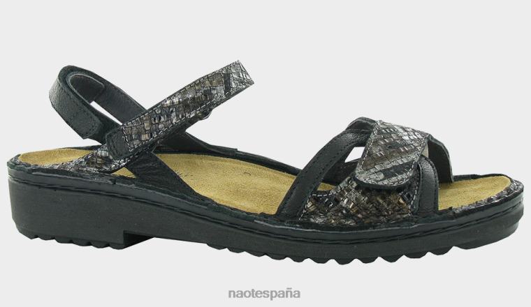 calzado NAOT mujer aeres mezcla de cuero metalizado y cuero negro suave 6N0Z107