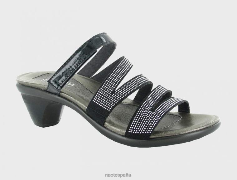 calzado NAOT mujer formal negro con remaches plateados charol negro lthr 6N0Z458