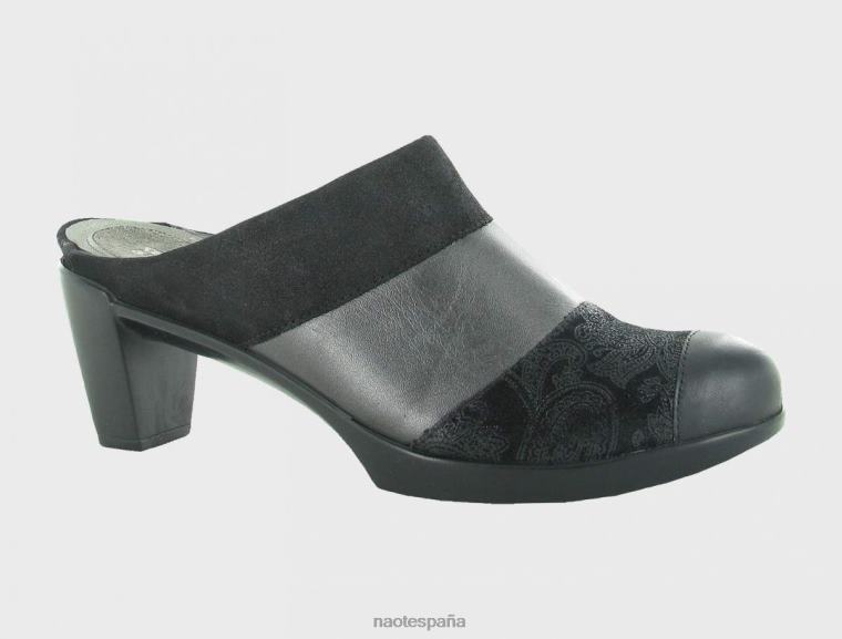 calzado NAOT mujer fortuna encaje negro terciopelo negro camino metálico cuervo negro 6N0Z536