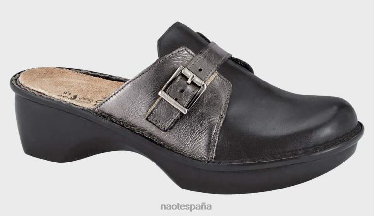 calzado NAOT mujer Aviñón Lthr negro azabache/Lthr acero arrugado 6N0Z531